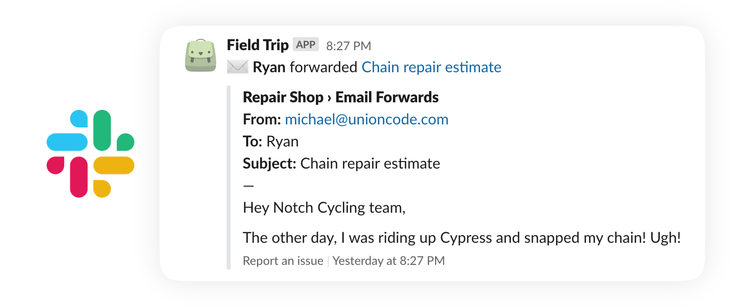 Basecamp email forwards in Slack